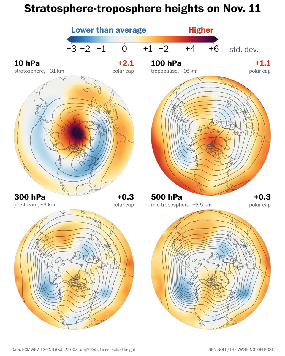 By mid-November, the stratospheric polar vortex will be disrupted. Will its cold air be unleashed across the hemisphere?